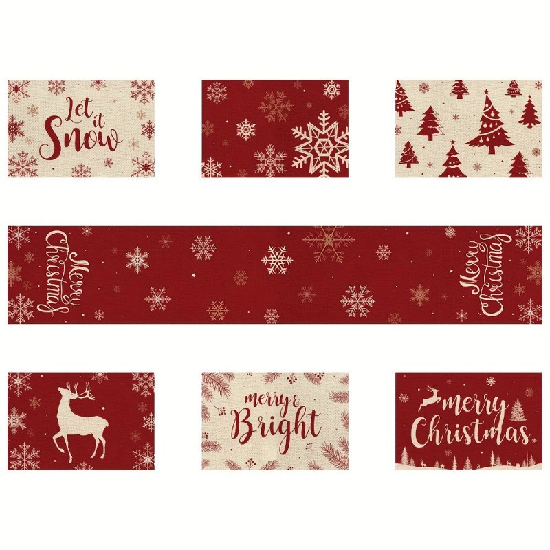 7-Piece Christmas Placemat and - огляд і ціна Christmas Table Runner